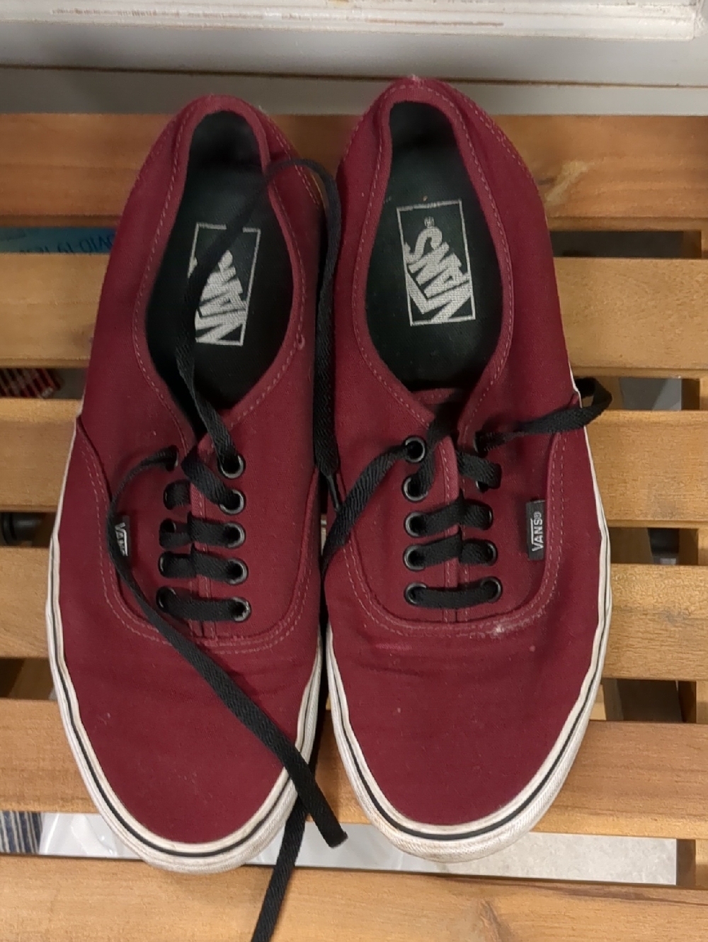 Vans Low-Top Canvas Sneakers in Maroon with Black Laces
